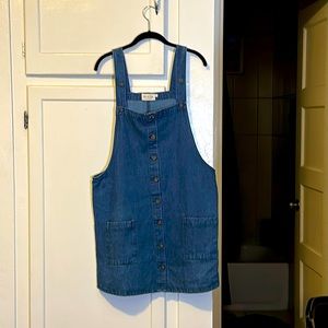 Denim by Ellison denim overall mini dress with buttons and adjustable straps